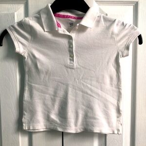 Gap Kids Short Sleeve Polo Shirt In Solid White Unisex Girls Size 4-5 XS